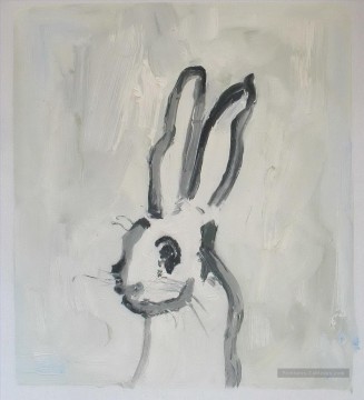  Peinture Tableaux - lapin peintures épaisses Noire et blanche